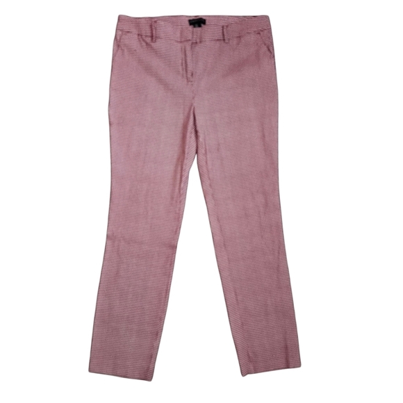 Adrienne Vittadini Trouser Dress Pants Womens 12 Red White Checked Mid Rise Zip - Picture 2 of 9